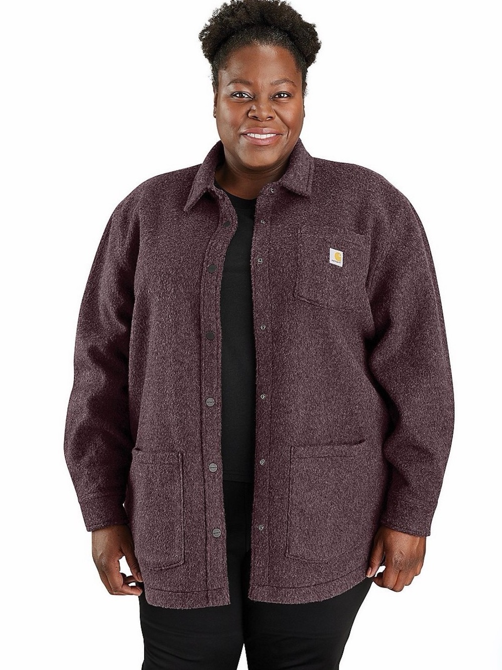 Carhartt Women’s Loose Fit Fleece Shirt Jacket, BlackBerry Heather, XL, NWOT